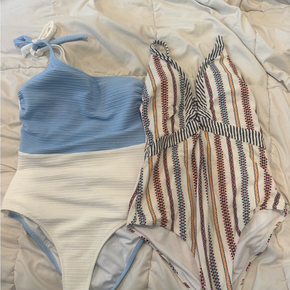 Womans Colorblock & Striped One-Piece Swimsuits